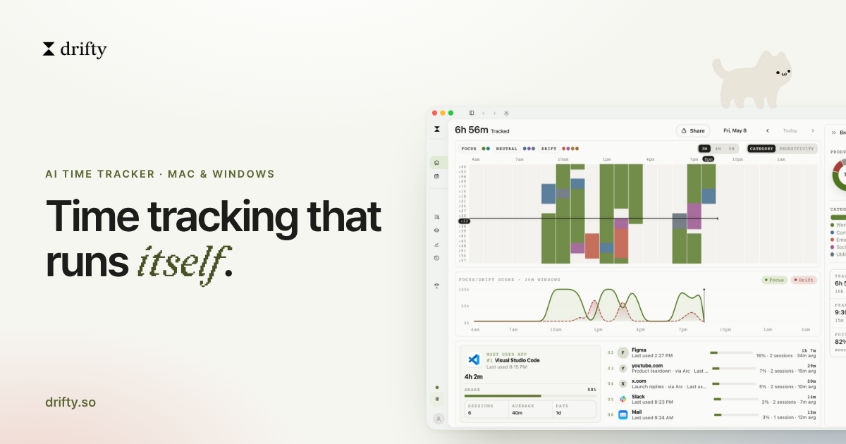 drifty — AI Time Tracker for Focus & Drift